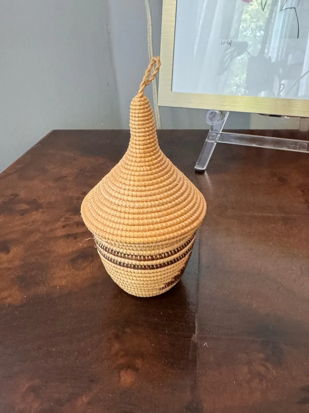 Small vintage handmade woven basket